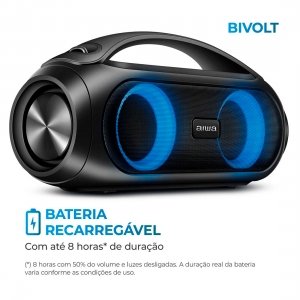 Caixa de Som Aiwa Boombox Bluetooth BBS-02A 50W 8H IPX5 RGB USB